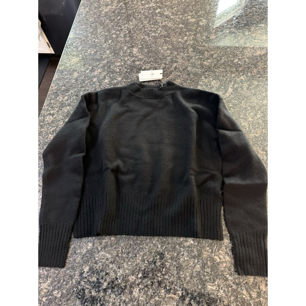 LS CREWNECK SWEATER CASHMERE BLEND BLACK By 7 For All Mankind. Black Sz XS